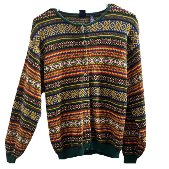 GAP Sweaters - Gap 100% Cotton Colorful Patterned Cardigan Sweater size Small